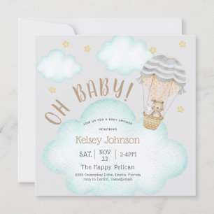 Invitation Amusant Baby shower de ballon d'ours en peluche en