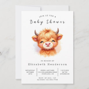 Invitation Amusant Baby shower de vache à grange élégant