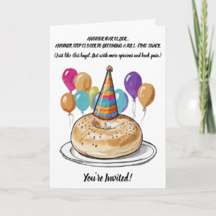 Invitation Amusant Bagel Anniversaire avec Vibes de fête