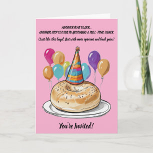 Invitation Amusant Bagel Anniversaire avec Vibes de fête