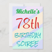 Invitation Amusant, Basique "78ème anniversaire SOIREE" Invit (Devant)