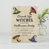 Invitation Amusant 'Boire des sorcières' Fête d'Halloween adu (Debout devant)