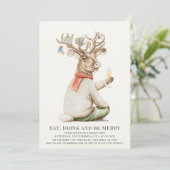 Invitation Amusant Boire Reindeer Ornament Noël (Debout devant)