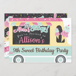 Invitation Amusant Bold Ice Cream Truck Anniversaire Fête Inv