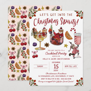 Invitation Amusant chat blanc Noël Spirit Cocktail Party