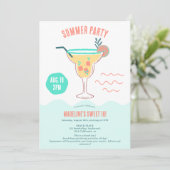 Invitation Amusant Cocktail illustration plage d'été Sweet 16 (Debout devant)