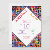 Invitation Amusant coloré aquarelle Peinture Anniversaire de  (Devant)