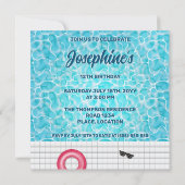 Invitation Amusant Coloré Piscine d'été Fête Anniversaire (Dos)