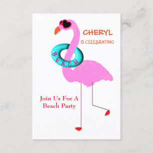 Invitation Amusant Cool À Shades Pink Flamant rose Beach Part