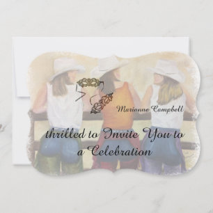 INVITATION AMUSANT COWGIRLS PERSONNALISABLE