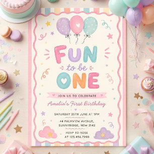 Invitation Amusant d'être un ! 1er anniversaire coloré