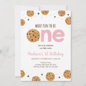 Invitation Amusant d'être un biscuit rose Premier anniversair (Devant)