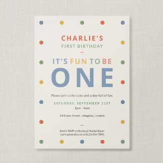 Invitation Amusant d'être un doux premier anniversaire coloré