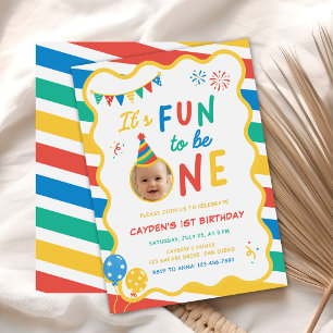 Invitation Amusant d'être un garçon coloré 1er anniversaire