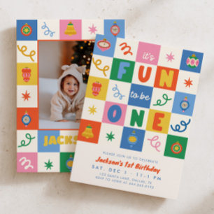 Invitation Amusant d'être un joyeux Noël Enfants 1er annivers