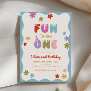 Invitation Amusant d'être une daisy colorée 1er anniversaire