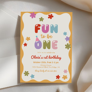 Invitation Amusant d'être une daisy colorée 1er anniversaire