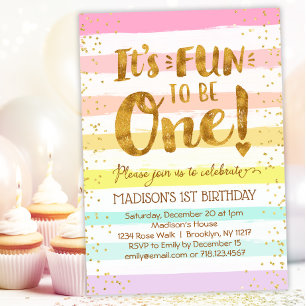 Invitation Amusant d'être une fille 1er anniversaire Rainbow