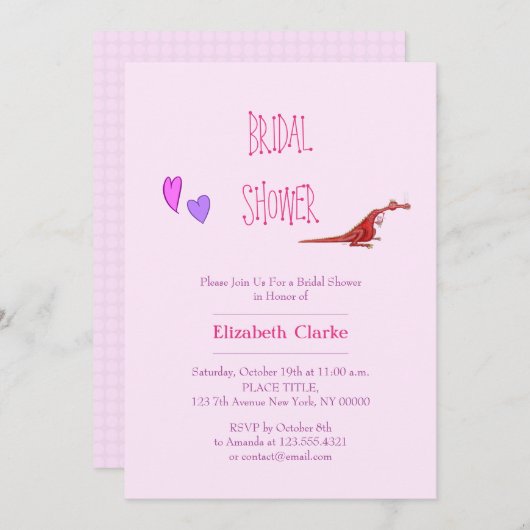 Invitation Amusant dragon en amour (Devant / Derrière)