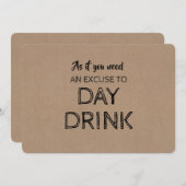 Invitation Amusant(e) domestique Proposition Jour Boire Excus (Devant / Derrière)