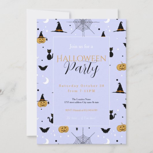 Invitation Amusant Éffrayant Halloween Lavender Design (Devant)