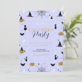 Invitation Amusant Éffrayant Halloween Lavender Design (Debout devant)