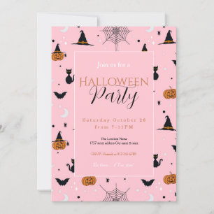 Invitation Amusant Éffrayant Halloween rose