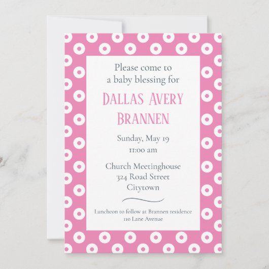 Invitation Amusant et jouant rose Polka-Dot Blessy Blessita I (Devant)