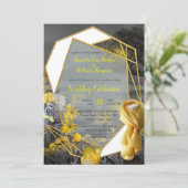 Invitation Amusant Expressif en feuille plante Jaune et Gris (Debout devant)