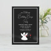 Invitation Amusant Fantôme Halloween Booze Anniversaire (Debout devant)