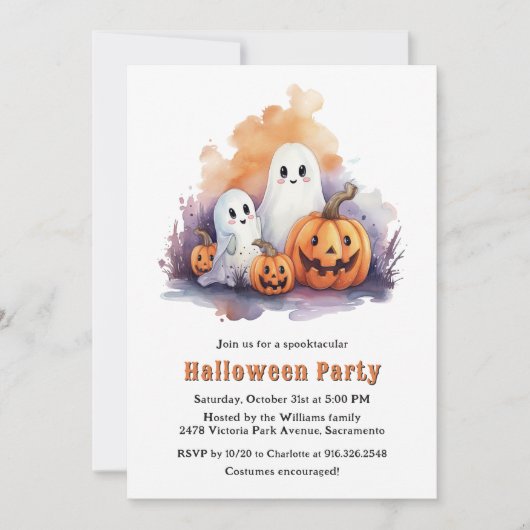Invitation Amusant Fantômes Citrouille Fête d'Halloween (Devant)