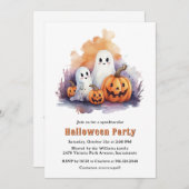 Invitation Amusant Fantômes Citrouille Fête d'Halloween (Devant / Derrière)
