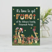 Invitation Amusant Festif Champignons Pun Famille Noël (Debout devant)