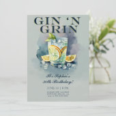 Invitation Amusant Gin n Grin Cocktail Party 30e anniversaire (Debout devant)