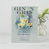 Invitation Amusant Gin n Grin Cocktail Party Hommes 30e anniv (Debout devant)
