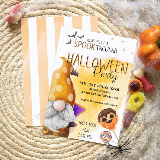 Invitation Amusant gnome orange spottacular enfants halloween