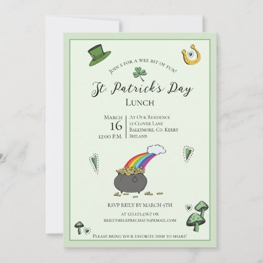 Invitation Amusant Green Jour de la Saint Patrick Irish Bless (Devant)