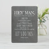 Invitation Amusant Groomsman ou Best Man Proposition "Hey Man (Debout devant)