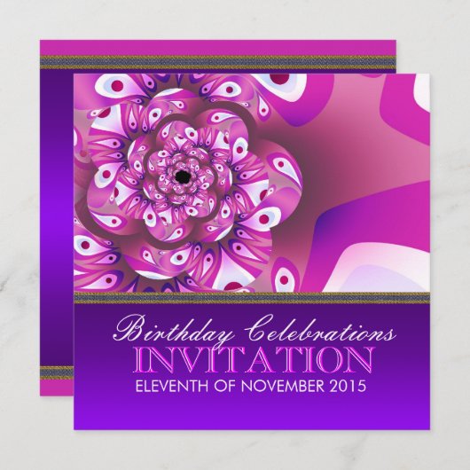 Invitation Amusant Joyeux rose scintillant Anniversaire Fête  (Devant / Derrière)