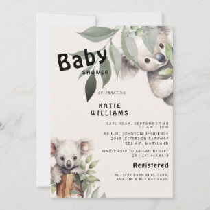 Invitation Amusant Koala Ours Beige Oh Garçon! Baby Shower 