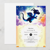 Invitation Amusant Majestic Dragon Anniversaire (Devant / Derrière)