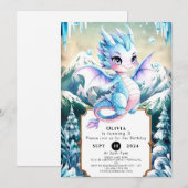 Invitation Amusant Majestic Ice Dragon Anniversaire (Devant / Derrière)