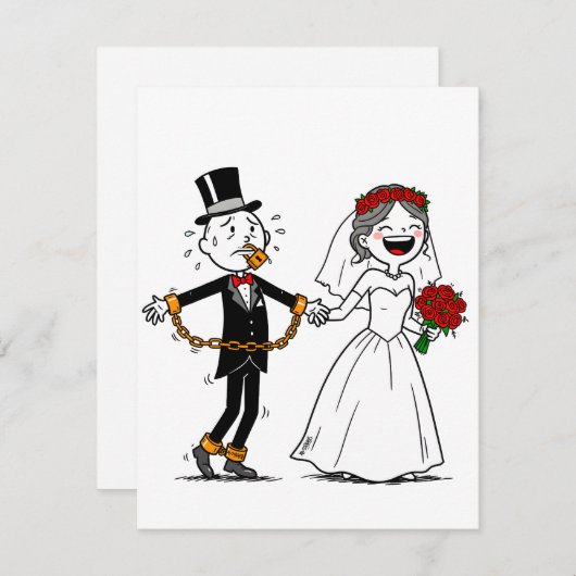 Invitation Amusant mariage heureux (Devant / Derrière)