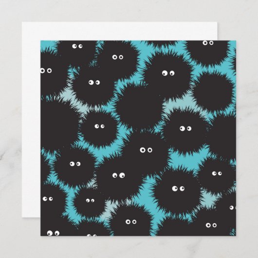 Invitation Amusant monstres noirs moelleux (Devant / Derrière)