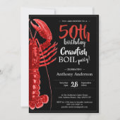 Invitation Amusant Noir Rouge 50e Anniversaire Crawfish Boil (Devant)