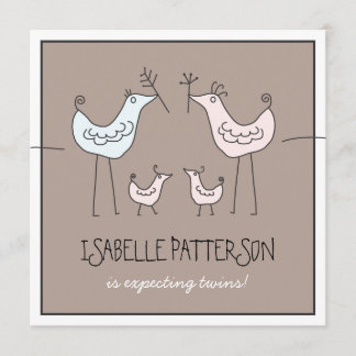 Invitation Amusant Oiseaux modernes Twin Baby Girl Shower Inv