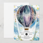 Invitation Amusant Pastel Hot Air Balloon Anniversaire (Devant / Derrière)