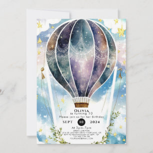 Invitation Amusant Pastel Hot Air Balloon Anniversaire