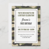 Invitation Amusant premier anniversaire militaire Camouflage (Devant)