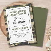 Invitation Amusant premier anniversaire militaire Camouflage